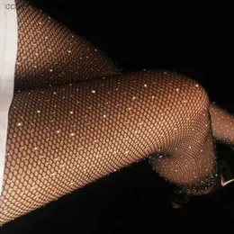 Socken Strumpfwaren Frauen Sexy Lange Strümpfe Strumpfhosen Strass Mesh Fishnet Strumpfhosen Plus Größe Bling Weibliche Strumpfhosen Strumpfwaren Meias Collant Femme T231104