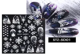 5D Embossed Nail Sticker Christmas Snowflakes Design Adhesive Nail Decals Summer Sliders Nail Art Decorations3064494