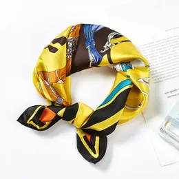 Sarongs New Korean style silk small square scarf female mulberry silk small neck scarf stewardess silk scarf P230403