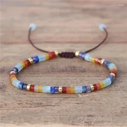 Filo esclusivo 7 Chakra pietra naturale 2x4mm perline per piastrelle delicato braccialetto elasticizzato tibetano regolabile Boho gioielli all'ingrosso
