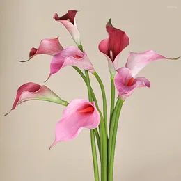 Dekoratif Çiçekler 1 PC Yapay Calla Lily Gerçekçi Simüle Oturma Odası Flowerpot Çiçek Düzenleme Malzemeleri Ev Dekorasyonları