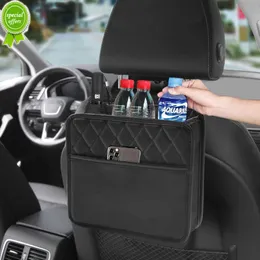 New Leather Car Seat Back Organizer Bag Multi Function Storage for Car Drink Pocket Phone Glasses Back Table Rear Seat Cup Holder