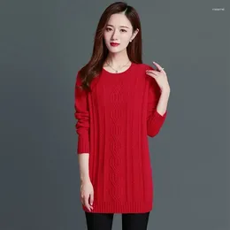 Kobiety swetry jesienne pullover dzianiny stały kolor topy damskie ubrania koreańskie dzianinowe sweter z drewna kółka luźna skoczek pull femme