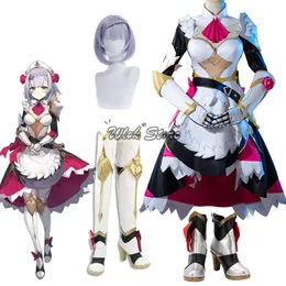 Cosplay jogo genshin impacto noelle cosplay traje uniforme peruca empregada lolita vestido roupas de halloween botas personalizadas sapatos para homens