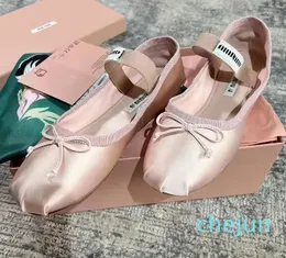 Ballet Fashion Designer Professional Dance Shoes Satin ballerinas mm Platform Bowknot Shallow Mouth Single Shoe flat sandals