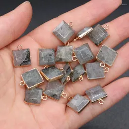 Pendant Necklaces Natural Flash Labradorite Pendants Charms Stone Square Shape DIY For Necklace Or Jewelry Making Size 12x16mm