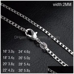 سلاسل BK 2MM 925 Sterling Sier Side Netlace Cuban Link Cains for Women Mens Jewelry 16 18 20 22 24 28 28 30 chose drop dropen je dhskr