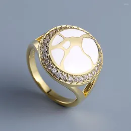 Klusterringar utsökta 925 silverplätering orientalisk ring för kvinnor mousserande vita kubiska zirkoniumtika ser eleganta emalj fina smycken