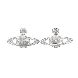 デザイナーVivienen Westwoods Earing Jewelry Studs with Niche Design French Haute Couture Temperament Inset Style Earing Full Diamond Saturn15569