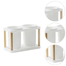 Set di stoviglie Utensili in plastica Porta bacchette in ceramica Portaposate Contenitore per stoviglie bianco per la casa