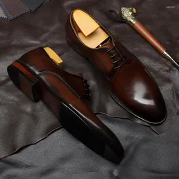 Dress Shoes 2023 Genuine Leather Men's Handmade Office Business Wedding Black Luxury Lace Up Formal Oxfords Mens