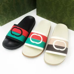 New Designer Men Rubber Interlocking Slide Sandal Striped Platform Rubber Slipper Flat Beach Slipper Gear Bottoms Flip Flop 35-46 NO440