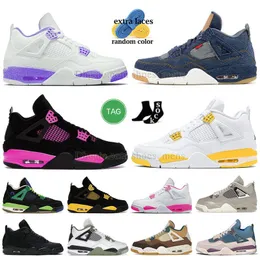 Jumpman 4 4S basketskor sneakers utomhus kvinnors livliga svavel lila Oreo svart katt gul rosa åska J4 svart katt denim pine gröna män kvinnor sporttränare tränare