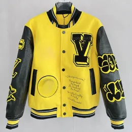 Designer Men Baseball Jacket Luxury Varsity Jacket Leather Embroidered Reflective Coat Casual Plus Size Letter Windbreaker Yellow White Autumn Winter Outerwear