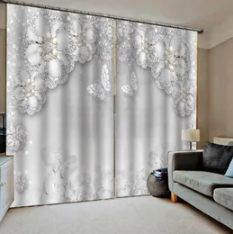 Diamond Flower Curtain Slick Blackout Curtain Rhinestone Curtain 3D Window Curtain Luxury vardagsrum Dekorera Cortina