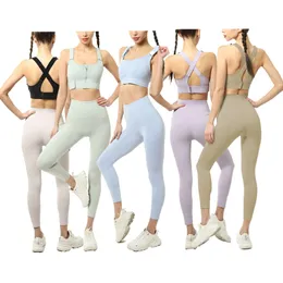 Lu Lu Yoga Lemon Algin 여성 피트니스 레깅스 탱크 탑 정상 Seamless Sports Pants Gym Bra for Lady Sportswear Plus Running Active Wear Outfits LL 정렬 체육관 의류