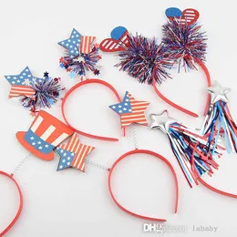 Partihandel Kids Hårpinnar American Flag Design Heart Hairbands Baby Hair Accessories for Childern Gifts