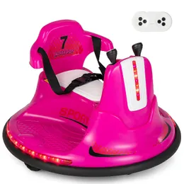 Машинка-бампер 6 В для детей и малышей, электрическая поездка на легковом автомобиле с вращением на 360 градусов, розовый цвет