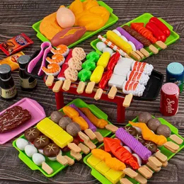 Kök spelar mat BBQ Toy Barbecue Set Children's Play House Barbecue Toys Kitchen Grill Barbecue Spetts Simulation Food Play House Toysl231104