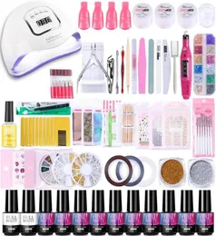 Nagel-Werkzeug-Set, 90 W, UV-LED-Lampe, Nageltrockner, Gel-Nagellack, Gel-Glitzer-Aufkleber-Set, Verlängerung, elektrische Bohrmaschine, Set LY1582299N9165008