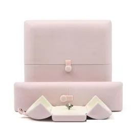 Jewelry Boxes Double Open Jewelry Box Small Portable Travel Organizer Veet Ring Bracelet Necklace Earrings Packaging Drop Delivery Jew Dhzmg