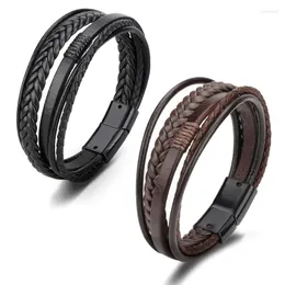 Urok bransolety retro vintage liną skórzaną bransoletę homme czarna brązowa moda męska biżuteria klasyczna multilayer pulsera de cuero