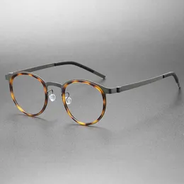 2023 Fashion Designer New Sunglasses Glasses without screw structure Jiang Wen Xu Zheng the same 9704 round frame can be matched with short-sighted tortoiseshell
