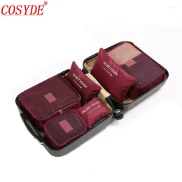 Duffel Bags Cosyde Drop 6pcs/Set High Quality Oxford Cloth Travel Mesh Bag Bagage Organizer Packing Cube Organizer