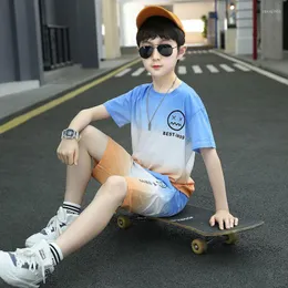 Clothing Sets Boys Summer Suit 2023 Man Children's Short Sleeve T-shirt Shorts Clothes Boy Kids For 5 6 8 10 12 14 Years
