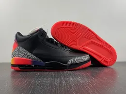 2024 الإصدار J Balvin x 3 Rio Authentic 3S Shoes Black Solar Flare-Total Crimson Abyss Men Women Air Outdoor Sports Sneakers with Original Box Size US7-14