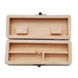 Cournot Wood Stash Box med rullande bricka Naturlig handgjorda trätobak och örtlagringsbox för rörtillbehör