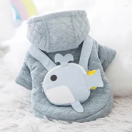 Dog Apparel Winter Cartoon Cat Clothes Coat With Whale Bag Pet Clothing Small Dogs Fashion Cute Autumn Chihuahua Accessories