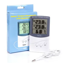 Household Thermometers High Quality Digital LCD Indoor/ Outdoor Thermometer Hygrometer Thermo Hygro Meter Timer Countdown Clock