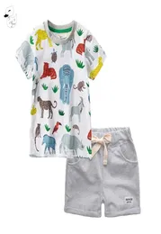 BINIDUCKLING Toddler Enfants Vêtements Ensembles Animal Imprimé T-shirts Shorts D'été Coton Garçon Tenues Enfants039s Vêtements Set8996494