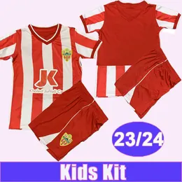 2023 24 Almeria 어린이 키트 축구 유니폼 Edgar Baba Akieme Kaiky #5 Robertone Ramazani Chumi Home Football Shirts 짧은 소매 유니폼