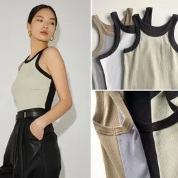 Women's Tanks Vests Solid Color Threaded Clash Tank Top Stretchy Slim Fit Sports Y2k Cotton Undershirt Sexy Tops Corset.