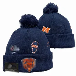 Männer gestrickte gefesselte Pom Chicago Beanies CHI Bommelmützen Sport Strickmütze gestreift Sideline Wolle warme BasEball Beanies Cap für Frauen A0