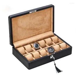 Watch Box Leather Box Wooden Mechanical with Lock Watches Organizer Collection 트레이 디스플레이 스토리지 선물 남성용.