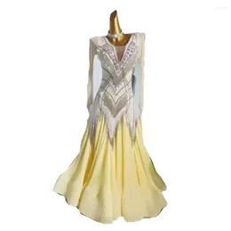 ステージウェアボールルームドレスハイエンドカスタマイズされたダイヤモンドの大きな裾のチャチャタンゴワルツ大人のプロの服