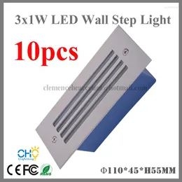 مصابيح الحائط 10pcs/Lot LED مقاوم للماء IP67 Footlight في الهواء الطلق 12V 3W الدرج مصباح خطوة الضوء