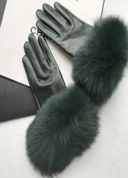 Maylofuer Dark green Genuine sheepskin gloves elegant hand soft leather women039s highgrade leather gloves8102657