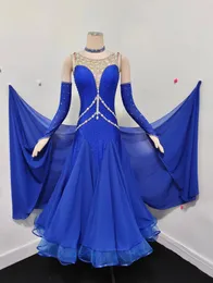 Scene Wear Scen Wear Advanced Ballroom Competition Dance Dress Women Royal Blue Waltz kjol Vuxen Standardklänningar