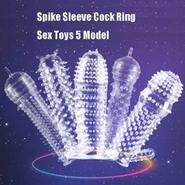Zabawki seksu masażer penisa Produkty z rękawów granulki nici Extender Erekcja Powiększenie wielokrotnego użytku Pierścienie kutasa zabawki dla mężczyzn