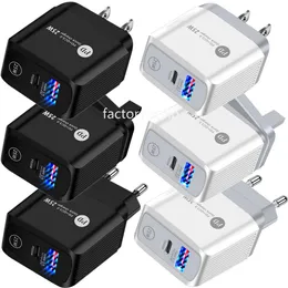 25W 20W 18W PD USB C Wall Charger 2Ports Snabbladdning EU US Type C Power Adapter för iPhone 12 13 14 15 Pro Max Samsung F1 PC Mp3