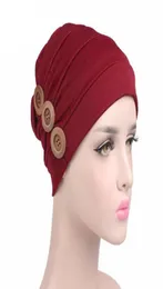 Turbano Scarf Cancer Hat Women Beanies Female Hats Ruffle Wind Red Bonnet Chimio Coton Turban Muslim Button 8003194127