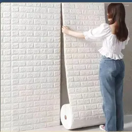 Wallpapers quarto das crianças quente à prova d3d água 3d auto-adesivo adesivos de parede contínua tijolo papel de parede sala de estar decoração de casa 1m