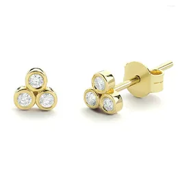 Stud Earrings 0.18CTW 2.0MM Natural Real Diamond Earring Bezel Setting 14k Yellow Gold Engagement Wedding Party Lovely Gift