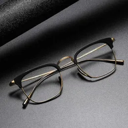 2023 Fashion Designer New Sunglasses Pure titanium eyebrow eyeglass Japanese Wannian turtle 1112 the same plate large plain facial artifact spectacle frame