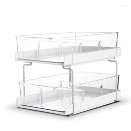 Kitchen Storage & Organization Transparent Double-Layer Rack Seasoning Bottle Cosmetics Drawer Pull-Out