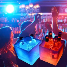 LED 3.5L Waterproof Double Layer Square Ice Buckets Bars Nightclubs Light Up Champagne Beer whiskey Bucket Wholesale